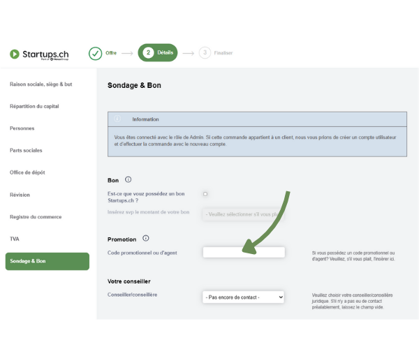 Capture d'écran des conditions d'utilisations de Startups.ch - Fiind Sport