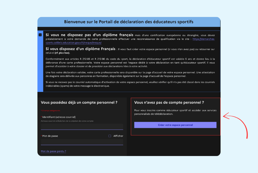 Créer son compte EAPS - Fiind Sport