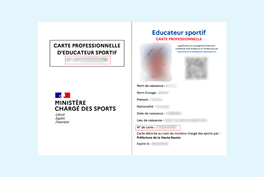Carte professionnelle d'éducateurs sportifs - Fiind Sport